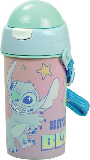 Gim Lilo & Stitch Plastic Kids Water Bottle Stitch Thermos with Straw Grey 500ml