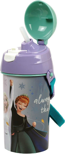 Gim Frozen Ii Sticlă Pentru Copii Din Plastic Frozen Termos Cu Pai Gri 500ml