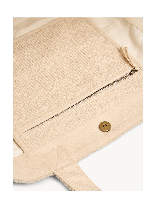 Fabric Women's Tote Handbag Beige