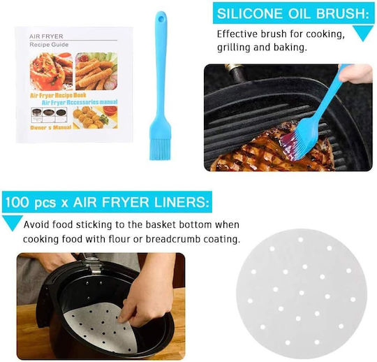Set 12 Accesorii Pentru Prăjitoare Cu Aer Compatibile Cu Modele De 3.3 Litri Inclusiv Forme De Copt Tava Pentru Pizza Tava Pentru Coacere Rafturi Pentru Grătar Spatulă Clești Silicon Protecție Universală