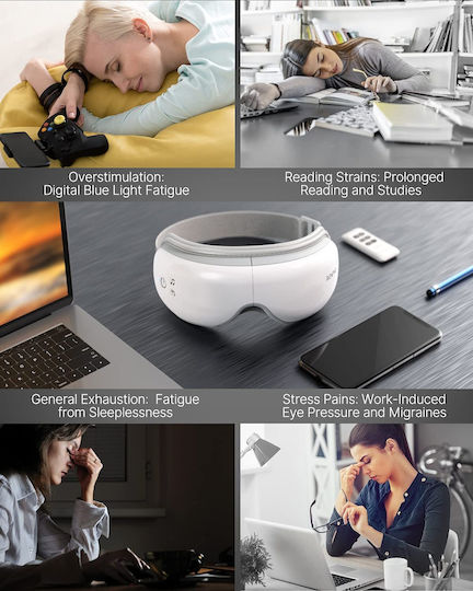 Dispozitiv De Masaj Pentru Ochi Renpho Telecomandă Funcție De Încălzire Masaj Bluetooth Muzică Ochelari De Masaj Reîncărcabili Ameliorarea Durerii Ochi Îmbunătățirea Ochiului Uscat Îmbunătățirea Somnului