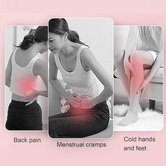 Centură De Masaj Abdominală Încălzire Vibrații 3 Niveluri De Încălzire 3 Setări De Masaj Anti-durere Menstruală Ciclu Suport Lombar Portabil Roz
