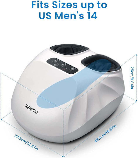 Shiatsu Massage Device Heat Function Remote Control Air Compression Cushions Rollers Timer Touch Control Panel Renpho White