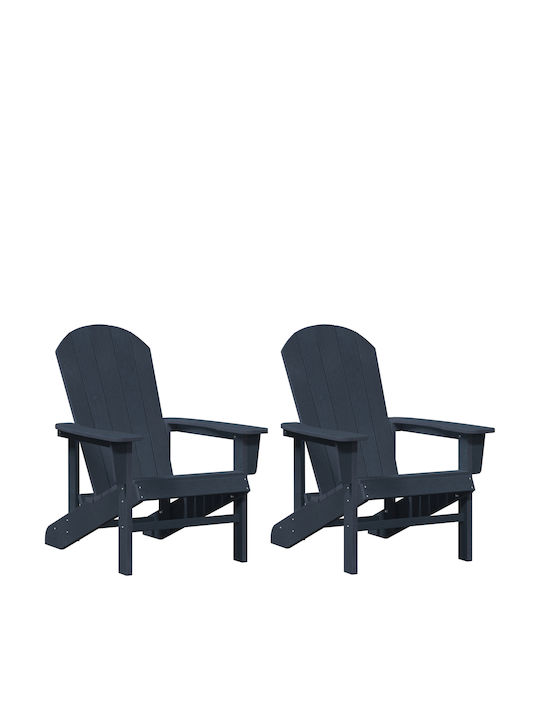 Outdoor-Stuhl Hölzernes Navy Blue 2Stück 74x58εκ.