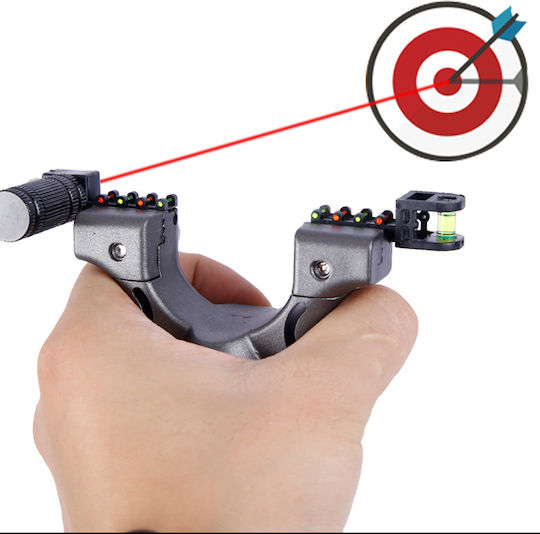 Plastic Slingshot Set Laser Set 200 Balls 10 Mm 11.5 Cm Spirit Level Silver