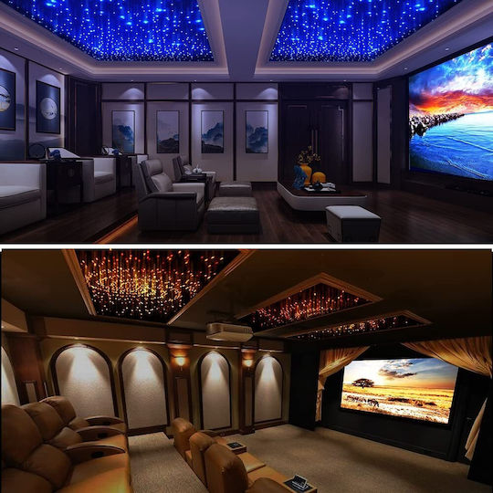 Rgbw Starry Ceiling Fiber Optic Kit Smart 200 Strands 2 Meters 0.75mm Bluetooth Control App 16 Million Colors Timer Function Music Mode