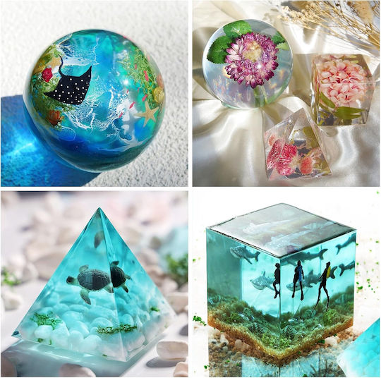 Set Epoxy Resin 250 Ml Hardener 250 Ml Silicon Calypso Glitter Flori Uscate Pipete Cesti Măsurare Diy Începători Profesioniști