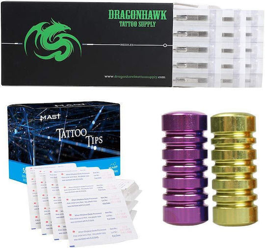 Set 2 Mașini Profesionale de Tattoo Sursă de Energie Containere de Cerneală Ace Fire și Elastice Cutie de Transport și Depozitare