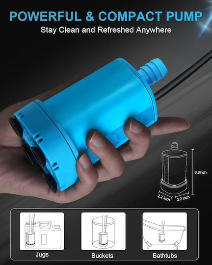 Duș Electric cu Baterie cu Dublă Alimentare pentru Camping
