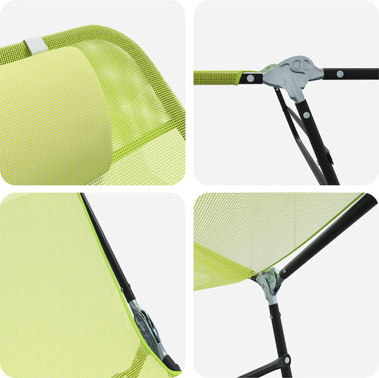 vidaXL Foldable Metallic Beach Sunbed Green with Pillow 55x182x85cm
