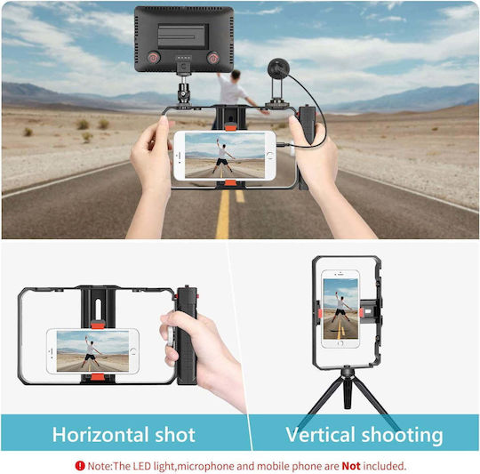 Video Rig Frame pentru Smartphone cu Filet 1/4 Orizontal Vertical pentru Montaj pe Tripod Din Aluminiu Prelucrat CNC pentru iPhone 11 Pro 11 Pro Max X Xs Huawei Samsung