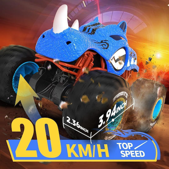 Mașină Teleghidate Rc 4wd 1:16 2.4 Ghz Monster Truck Stunt Car Rotire la 360 de grade Întoarceri la 180 de grade 20 Km/h Off-road Lumini Led Efect ceață Albastru