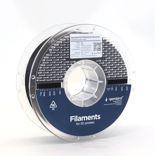Gembird PLA 3D Printer Filament 3.0mm Black 1kg 1pcs (Spool)