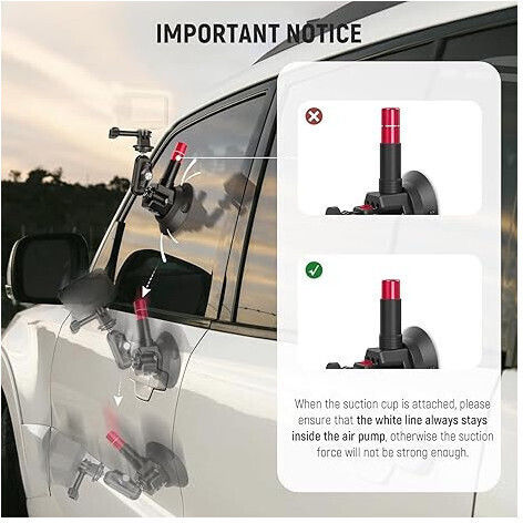 Suport Auto 2 În 1 Pentru Cameră Telefon 360° Rotativ Trei Ventuze Extensibil Tija Telescopică Utilizat Pentru Călătorii În Aer Liber Suport Rapid Pentru Cameră Compatibil GoPro Insta360 DJI Osmo Action