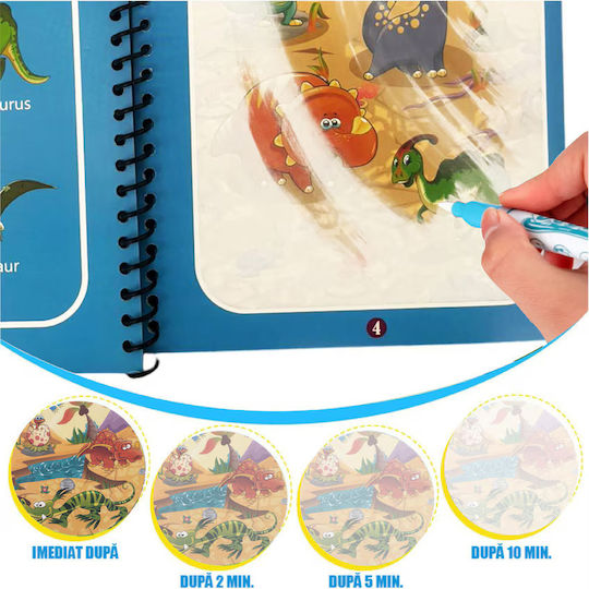Magic Water Cărți De Colorat Lumea Dinozaurilor Aquadoodle Tip Reutilizabil Culori Vibrante Complete Diverși Dinozauri Băieți Fete Vârste 2 3 4 5 6 Bebelogic