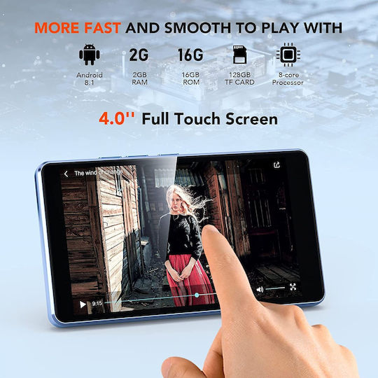 MP4-Spieler (16GB) mit Bildschirm 4" Blau X001NU5PVD