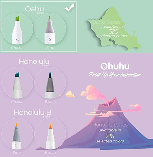 Ohuhu Ohuhu Fine & Chisel 36 Drawing Markers Skin Tones