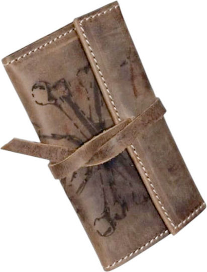 Gk Shoes Leather Tobacco Pouch With Snap Closure 10x16.5cm tobacco brown