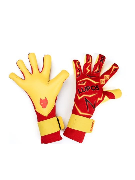 Mănuși De Portar Lupos Etnic Pro — Latex German Contact — Negative Cut — Roșii Galbene
