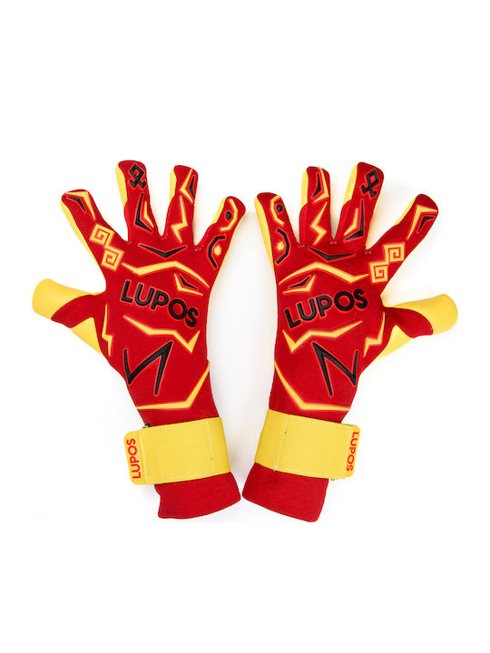 Mănuși De Portar Lupos Etnic Pro — Latex German Contact — Negative Cut — Roșii Galbene