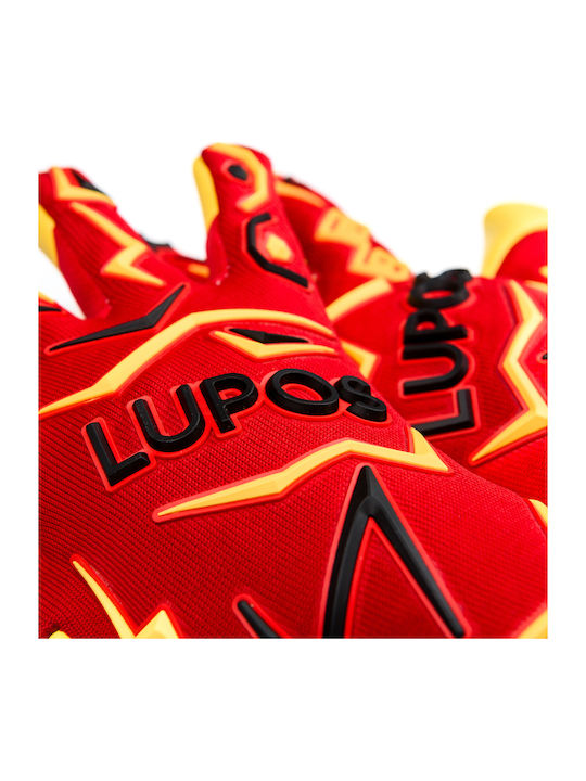 Mănuși De Portar Lupos Etnic Pro — Latex German Contact — Negative Cut — Roșii Galbene