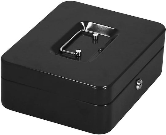 Cutie de Bani Tip Seif Compartimentată cu Cheie Metalică 30x24x9cm Neagră