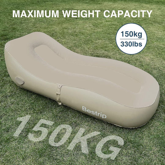 Saltea Gonflabilă cu Pompa Încorporată 180 X 70 X 50 Cm Capacitate 150 Kg Design Ergonomic Camping Utilizare Interioară și Exterioară Maro