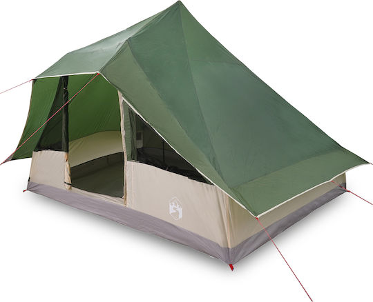 vidaXL Cort Camping Tip Teepee Verde pentru 10 Persoane 364x281x257cm