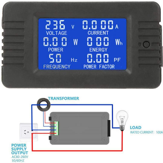 Kombiniertes Panelmeter Digital Panel Wattmeter Inklusive Transformator Ac80-260v 100a Multimeter Voltmeter Ammeter Pzem-022