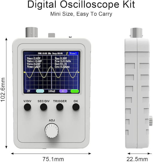 Osciloscop Digital Ecran de 2.4 Inch 1 Canal Analog Bandwidth 0 200 Khz Quimat Dso138