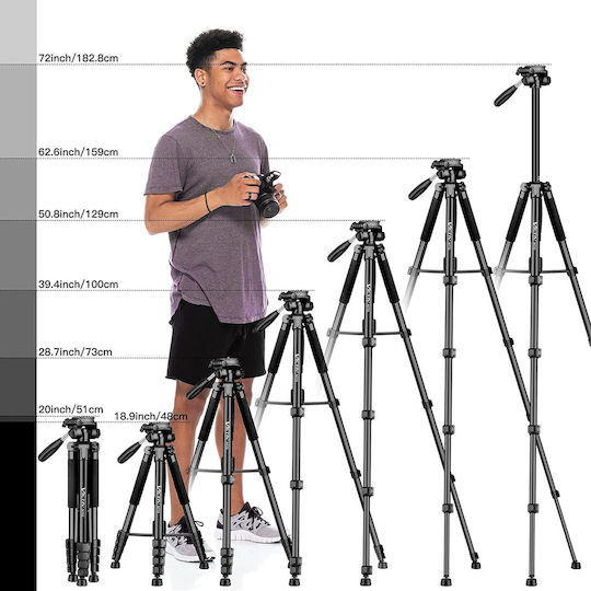 Trepied Video Din Aluminiu Cu Cap 3 Căi Și Sarcină Maximă 1.5kg