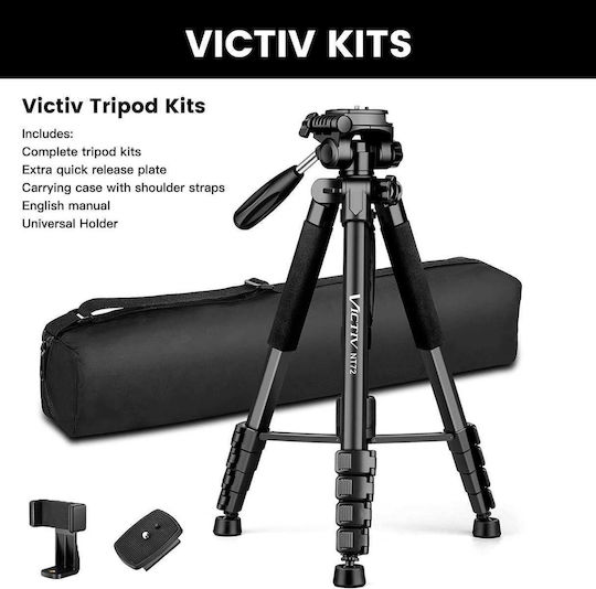 Trepied Video Din Aluminiu Cu Cap 3 Căi Și Sarcină Maximă 1.5kg