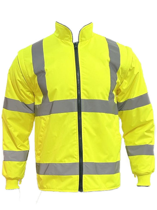Active Gear Astral Work Jacket Reflective Heated Softshell Cold with Removable Fleece Lining and Detachable Hood Yellow