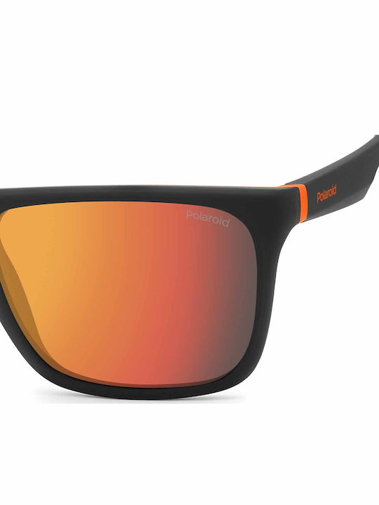 Polaroid Unisex Ochelari De Soare Cu Ramă Neagră Din Plastic Și Lentilă Polarized Portocalie Oglindă PLD2141/S RC2/OZ