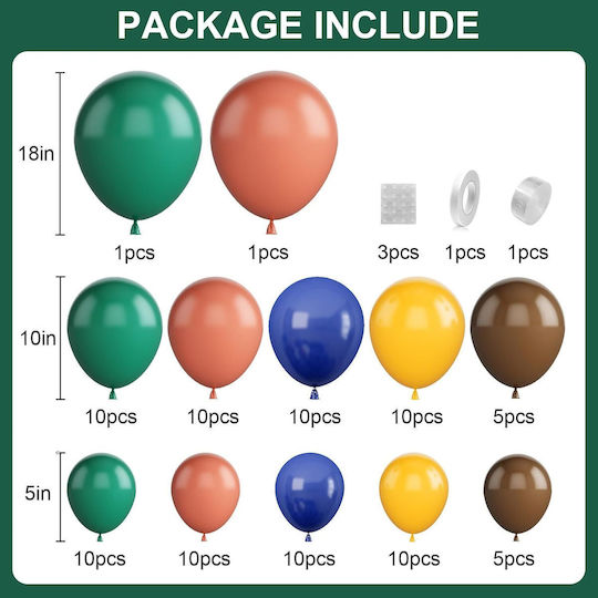 Set de Arc pentru Baloane Multicolor Decorări pentru Petreceri Diverse Culori Dimensiuni 92 Bucăți Bandă pentru Baloane Puncte Adezive