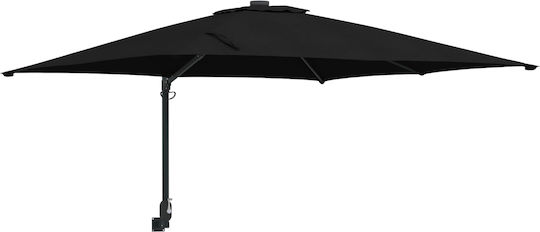 Wall Mounted Squared Metal Black Parasol 3x3xH1.6m