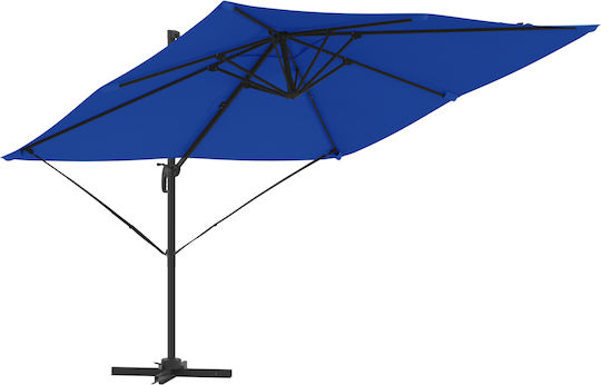 Umbrelă Din aluminiu Albastru cu Bază de Susținere 3x3m