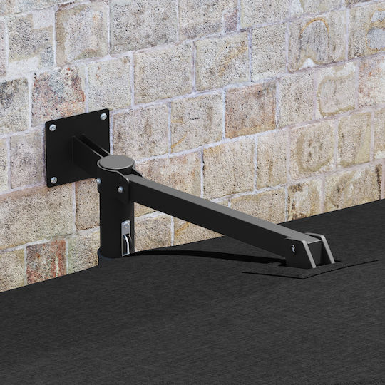 Wall Mounted Squared Metal Black Parasol 3x3xH1.6m