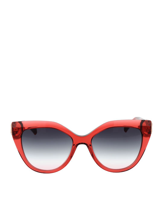 Ana Hickmann Women's Sunglasses with Red Horn-Rimmed Frame and Gray Gradient Lenses AH9402 T02