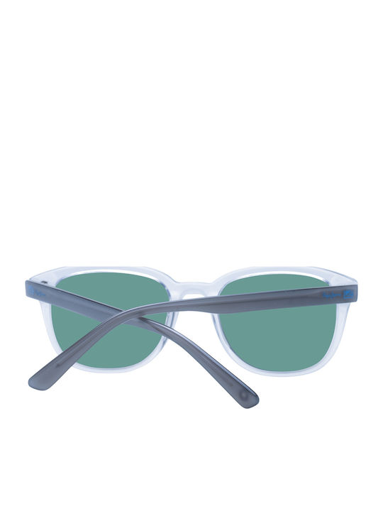 Pepe Jeans Unisex Sunglasses with Transparent Plastic Frame and Green Lens PJ7425-637