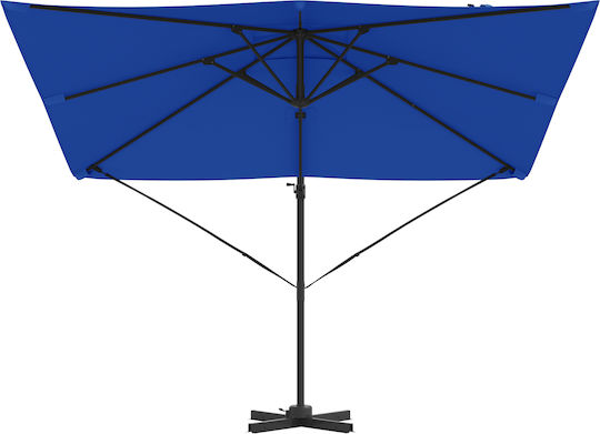 Hängender Aluminium Garten- und Terrassen-Sonnenschirm Blau 3x3xHöhe 2,65 m
