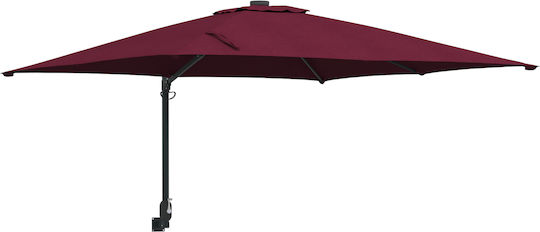 Wandmontierte Quadratische Aluminium Burgunder Garten- und Terrassen-Sonnenschirm 3x3xHöhe 1,6 m