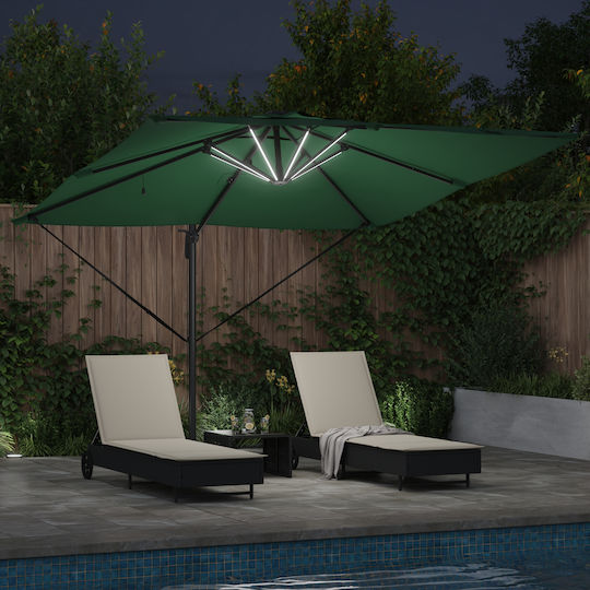 Hängender Aluminium Garten- und Terrassen-Sonnenschirm Grüne 2,7x2,7xHöhe 2,7 m