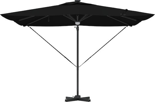 Hängender Quadratischer Garten- und Terrassen-Sonnenschirm aus Aluminium Schwarz 2,7x2,7xHöhe 2,7 m