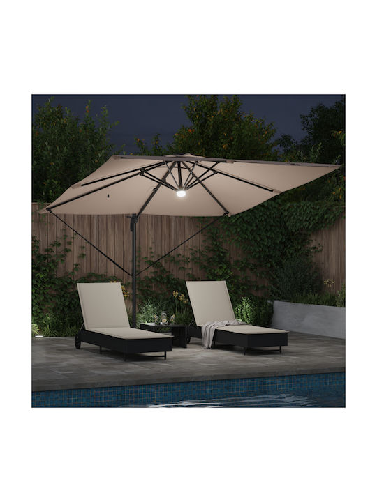 Hanging Circular Aluminum Brown Parasol F2.7xH2.7m