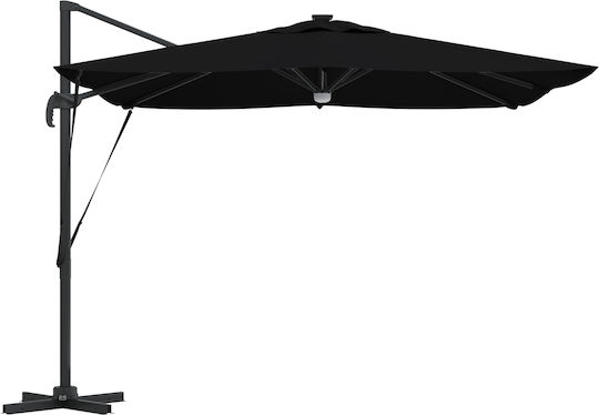 Hängender Quadratischer Garten- und Terrassen-Sonnenschirm aus Aluminium Schwarz 2,7x2,7xHöhe 2,7 m