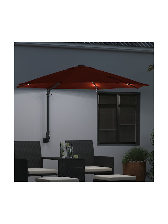 Wall Mounted Circular Parasol Metal Orange Diameter 2.48m Height 1.48m