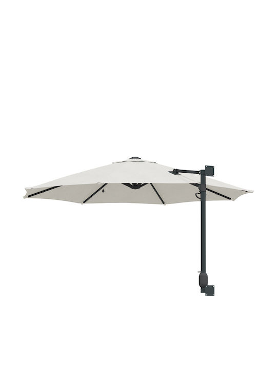 Wall Mounted Circular Aluminum Beige Parasol Φ2.48xH1.48m
