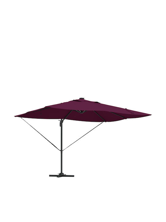 Hängender Aluminium-Burgunder Garten- und Terrassen-Sonnenschirm 2,65x2,65xHöhe 2,65 m