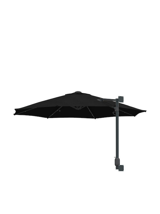 Wandmontierter Rundschreiben Aluminium Garten- und Terrassen-Sonnenschirm Schwarz F2.48xY1.48m